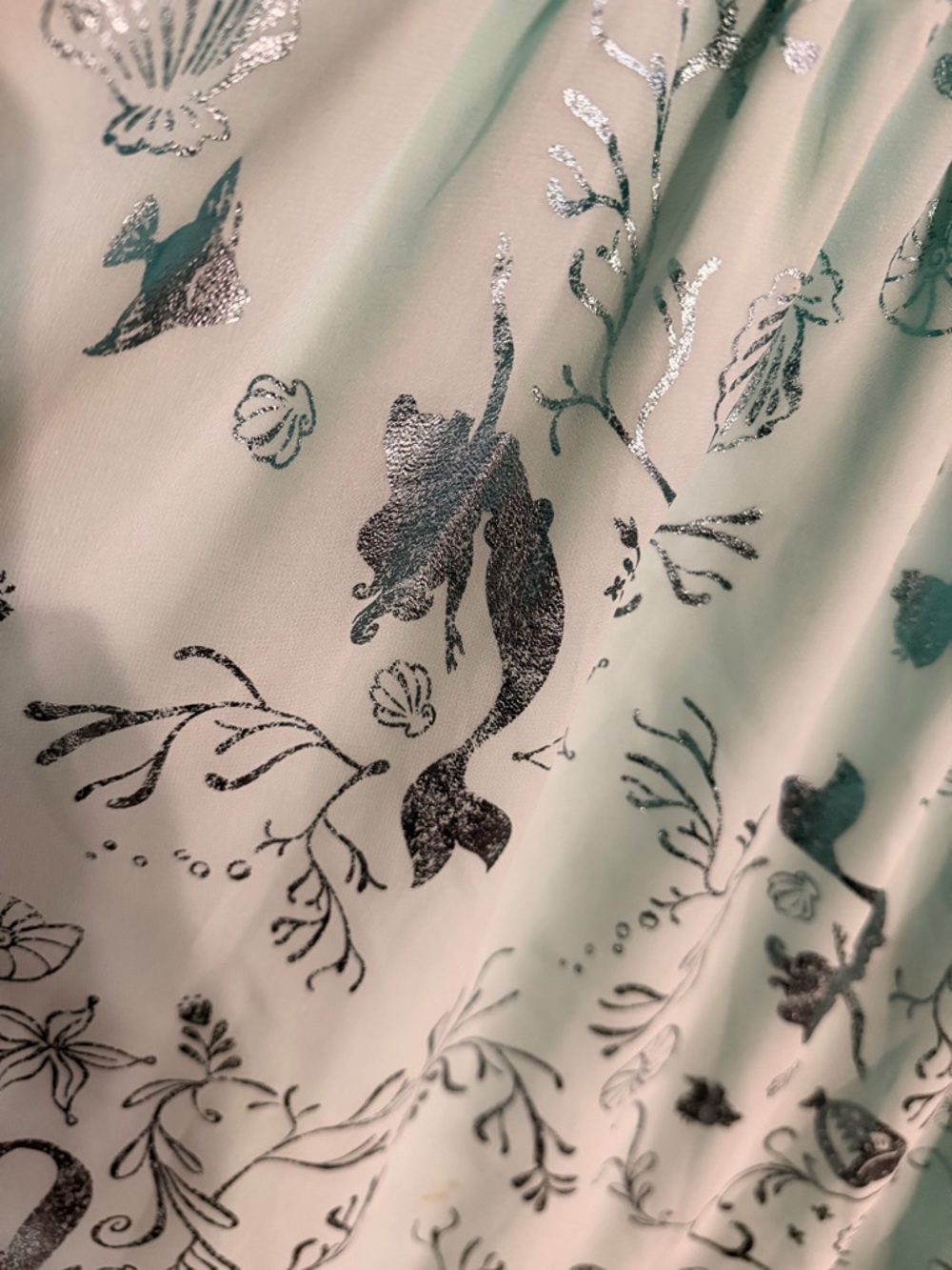 Disney Aqua Sea-Print Fit & Flare Dress with Puff Shoulders - Picture 2 of 3